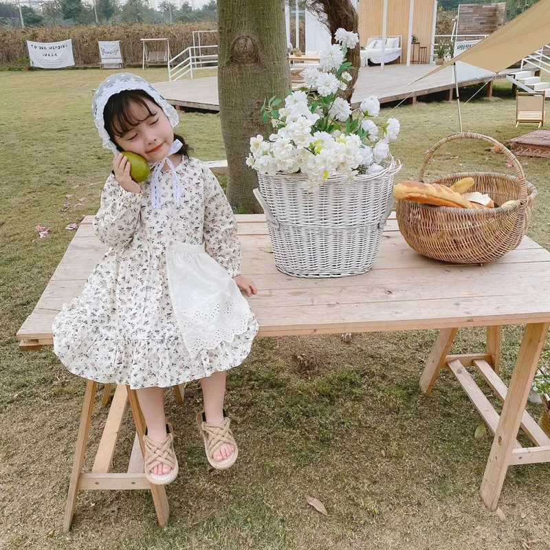 Весенние платья 2020 Новая корейская детская одежда Хлопковое платье с цветочным