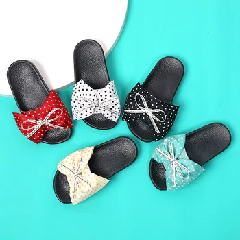 

Indoor Outdoor Anti-slip Children Baby Girls Polka Dot Bow Slippers Summer Kids Slippers Shoes