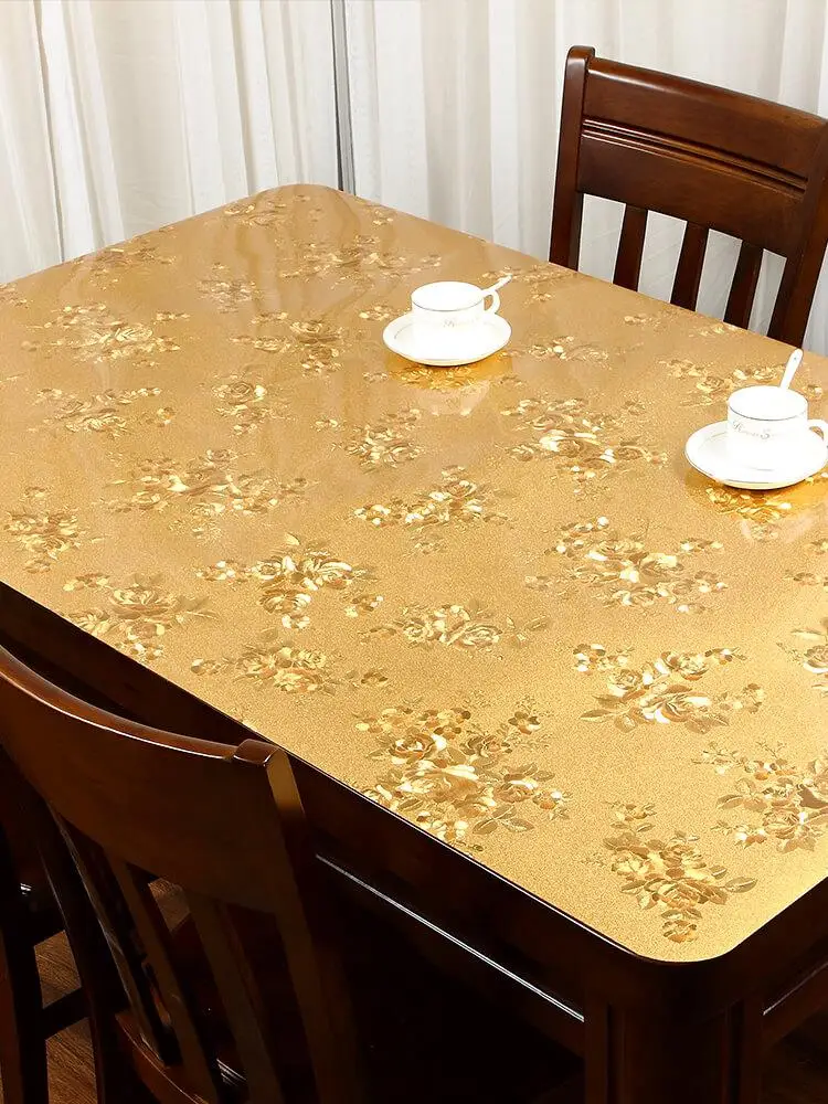 Европейские роскошные золотые цветные скатерти из пластика ПВХ водонепроницаемый маслонепроницаемый подкладка для кофейного столика коврик для стола вечерние украшения стола на заказ