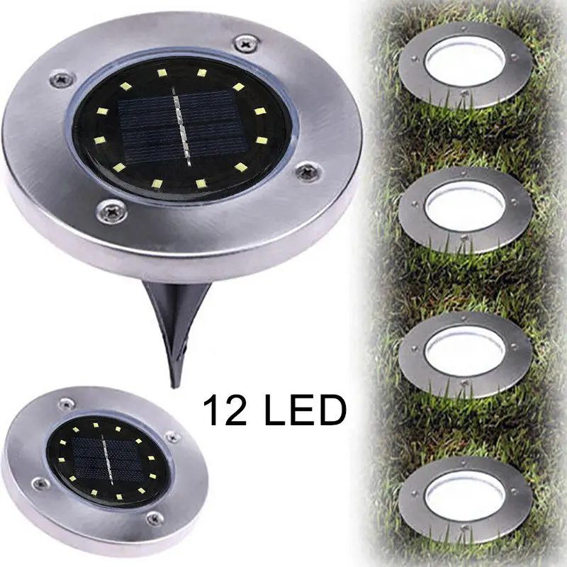 

1/2/4 Pcs 12 Leds Solar Power Buried Light Underground Lamp Upgraded LED Solar Power Light For Outdoor Path Way Garden Decking