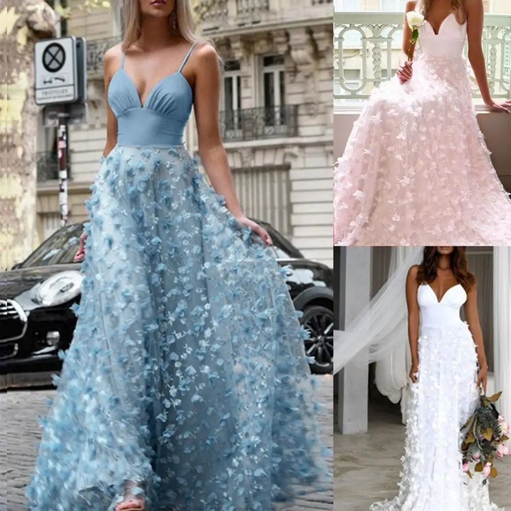 

2019 fall fashion Boho Dress Women Holiday Sundress Pantern Sleeve Backless V-Neck Gown drees women for party