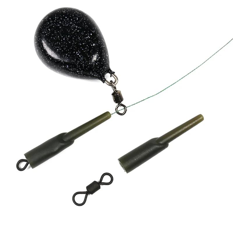 

Carp Fishing Run Rig Rubber Sleeve + Swivels Lead Stopper Covert Safe System Coarse Fishing new 7 k