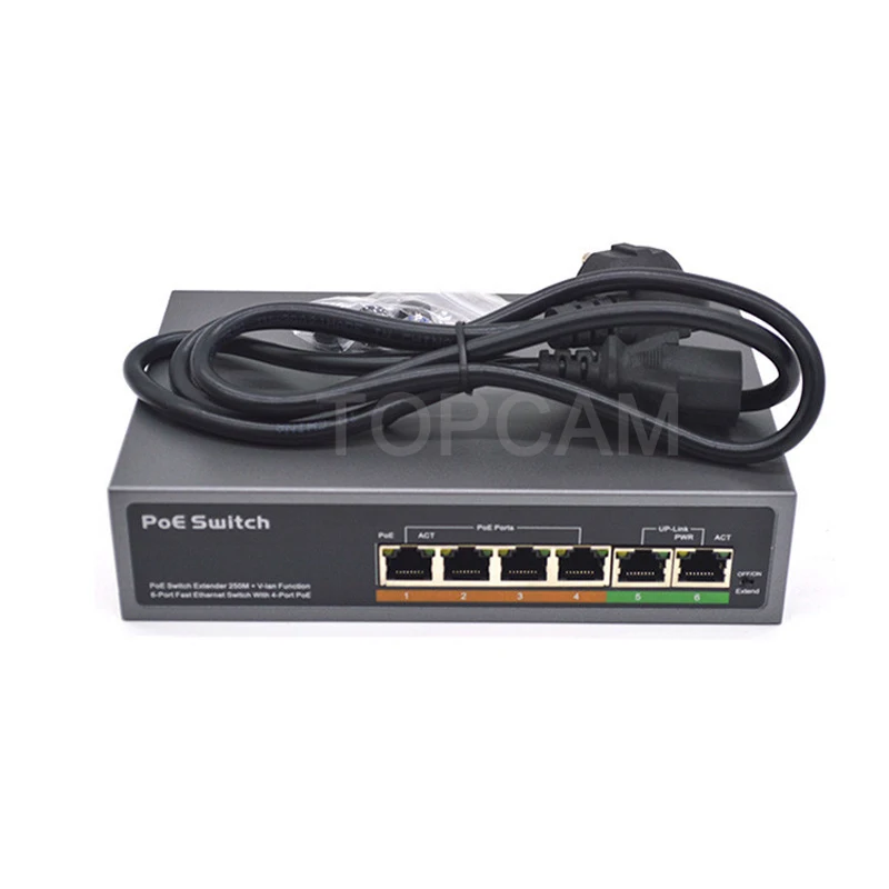 Коммутатор POE 48 В 8 портов 100 Мбит/с IEEE 802 3 af/at Ethernet подходит для
