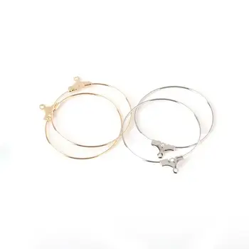 

50pcs/lot 30 40MM Copper Round Big Circle Wire Earring Hoops Findings for DIY Earring Jewelry Making Supplies