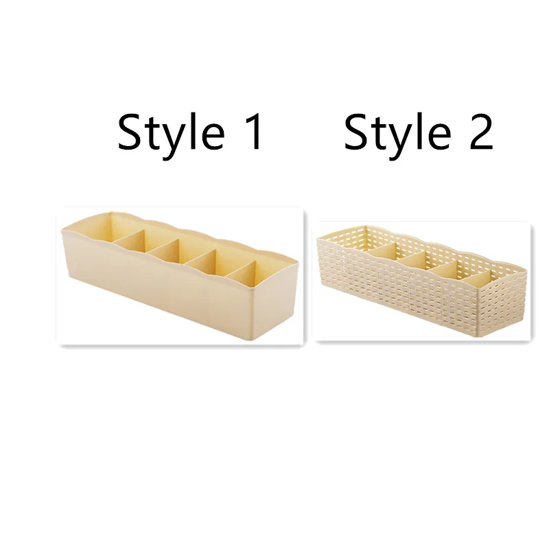 Beige 5 сеток корзина для хранения шкаф Органайзер для женщин и мужчин коробка для хранения носков нижнее белье пластиковый контейнер макияж Настольный Органайзер - Цвет: Beige