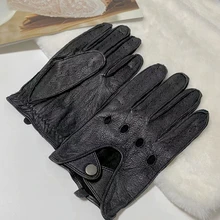 Nh luvas de couro genuíno para homem inverno manter quente marrom real goatskin couro luvas super desconto liquidação KCM J