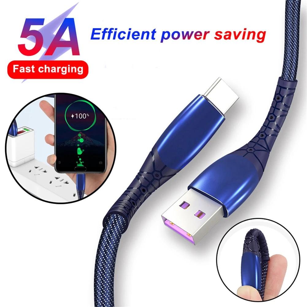 5А быстрая зарядка USB C кабель для зарядки телефона type-C для huawei P20/P30 samsung Galaxy Xiaomi зарядный кабель для передачи данных нейлоновый Плетеный