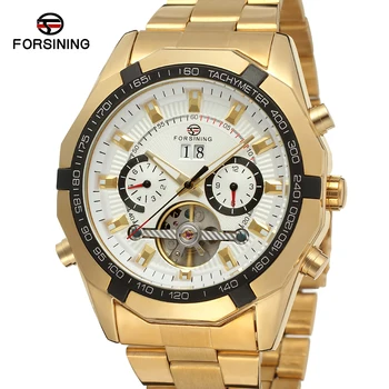 

2020 Hot Sale Forsining Best Tourbillon Automatic Golden Movement Watches Mens Montre Homme Men's Gold Stainless Steel Clock
