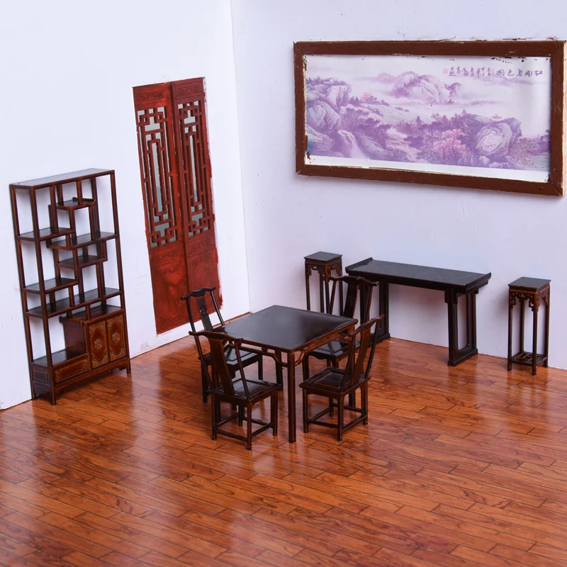 2 шт. 1:25 моделирование мини кукольный домик аксессуары мебель в китайском стиле деревянный стол модель стула Крытый ролевые игры игрушки Жизнь