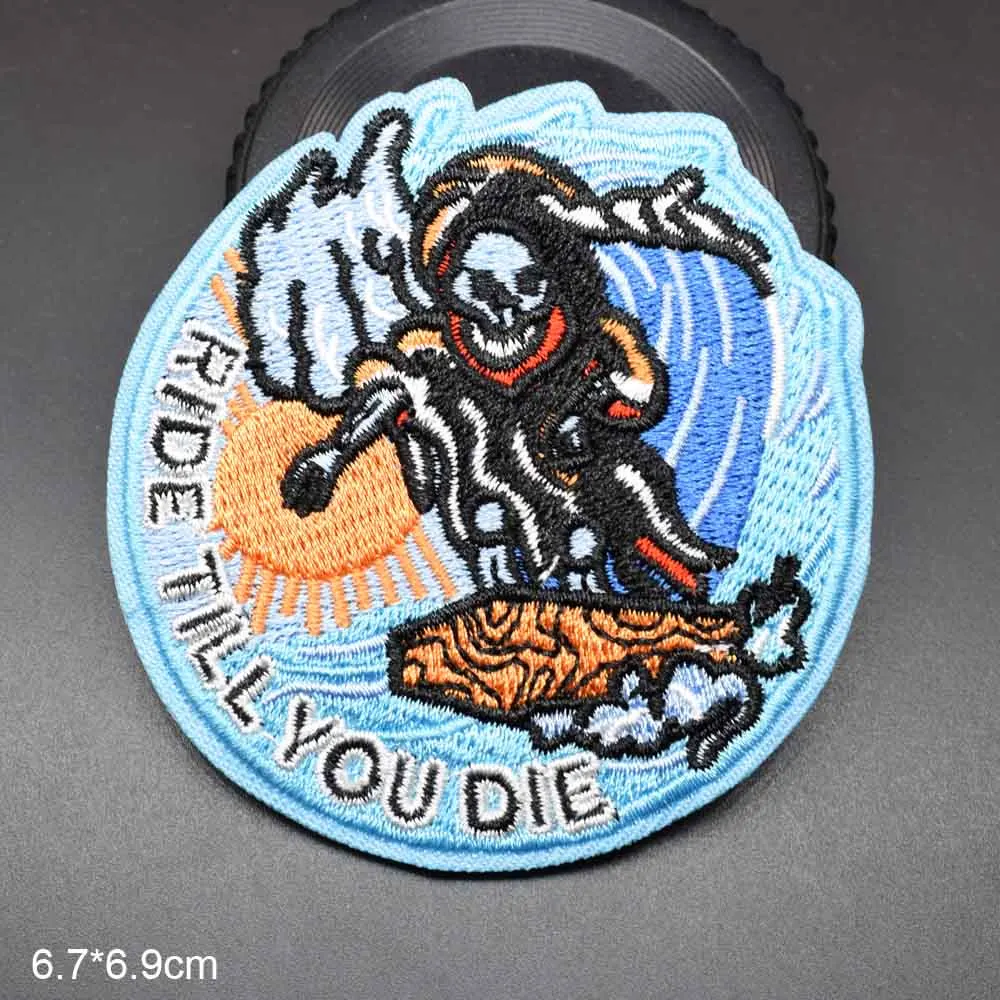 

Punk Ride Iron On Full Embroidered Clothes Patches For Clothing Stickers Garment Wholesale