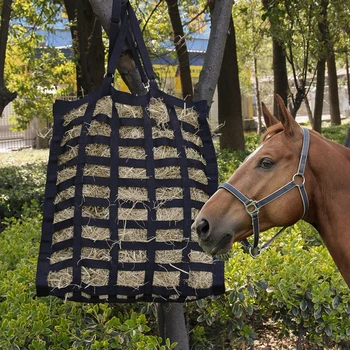

High Tough Four Sided Slow Feed Horse Hay Bag Donkey Feeding Bag Slow Feeder Forage Net Equestrian Feeding Equipment