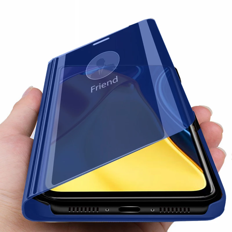 Умный зеркальный чехол pocom3pro для POCO M3 Pro, флип-чехол с подставкой для pocom3 m 3 pro, зеркальный кожаный чехол с NFC