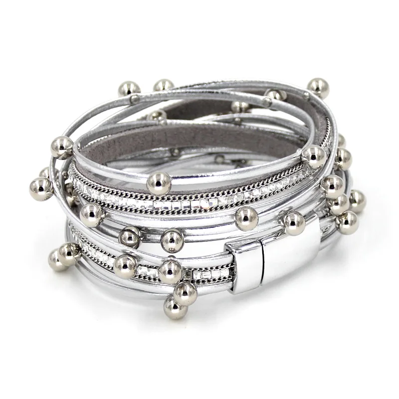 Multi layer Leather Bracelets for Women Fashion Imitation Pearl Ladies Wrap Friendship Bracelets Female Gifts