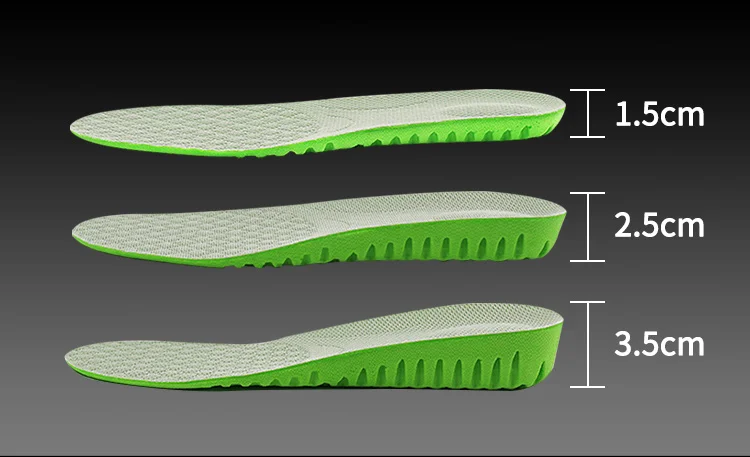 Дышащие стельки 3,5-см, увеличивающие рост, дезодорант, подушка для бега, регулируемая, облегчающая боль, стелька для спорта, катания на лыжах, велоспорта