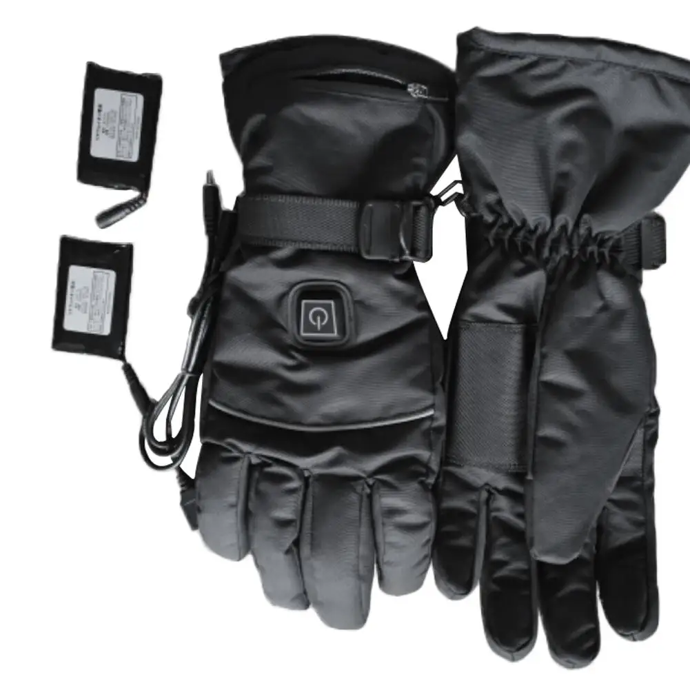 Skiing Snowboarding Usb Heated Ski Gloves Rechargeable Snowmobile Thermal Motorcycle Gloves Winter Men Women Mittens