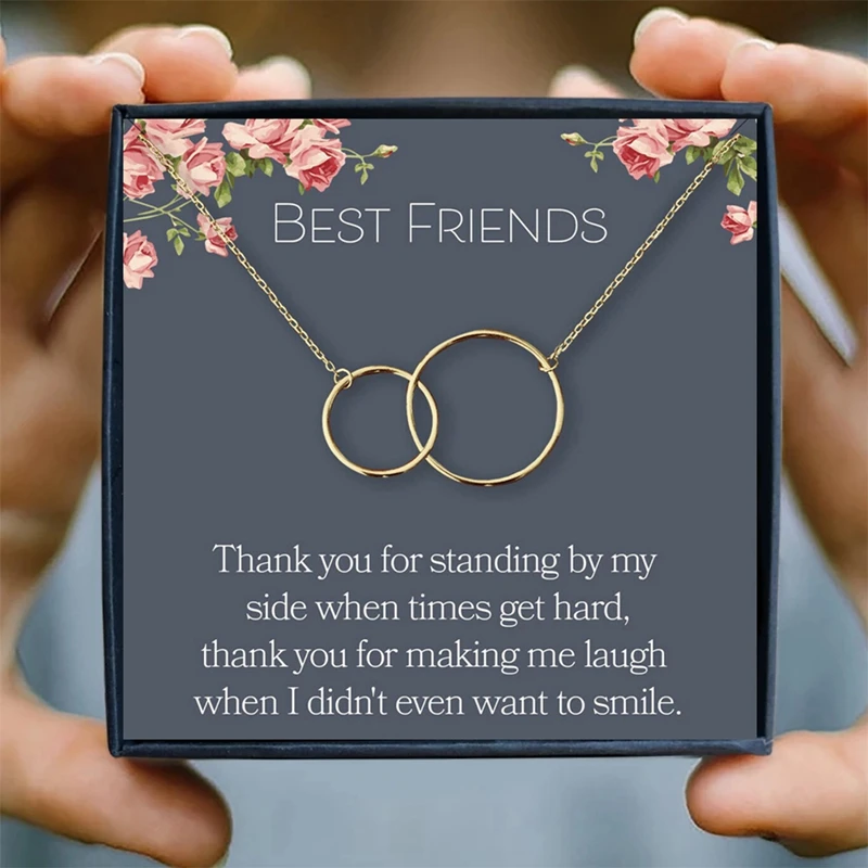 

Best Friend Necklace Women Friendship for Eternity Necklace Two Interlocking Infinity Circles Gift for Friends Rose Gold Jewelry