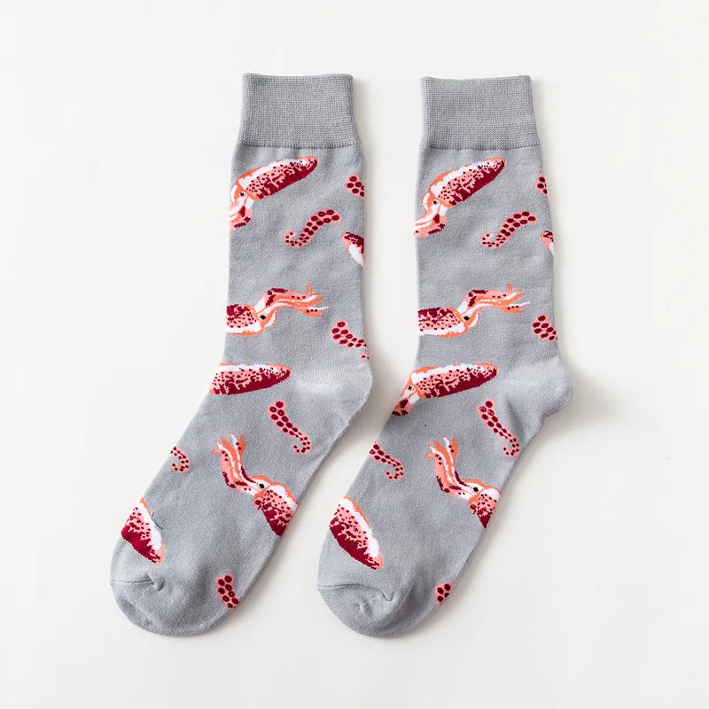 FENNASI/женские носки с забавным принтом; теплые милые зимние хлопковые носки в стиле Харадзюку с рисунком животных; модные носки унисекс - Цвет: Gray