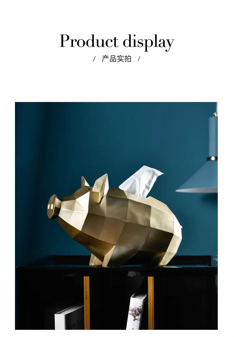 Нордическая Золотая форма свиньи необычная коробка для салфеток подарок украшение дома аксессуары для гостиной орнамент держатель тканевой бумаги смола