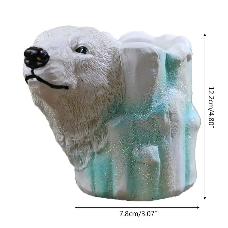 Мультяшный полярный медведь форма ручка держатель щетка горшок стол органайзер офисные канцелярские принадлежности 7,8x12,2 см