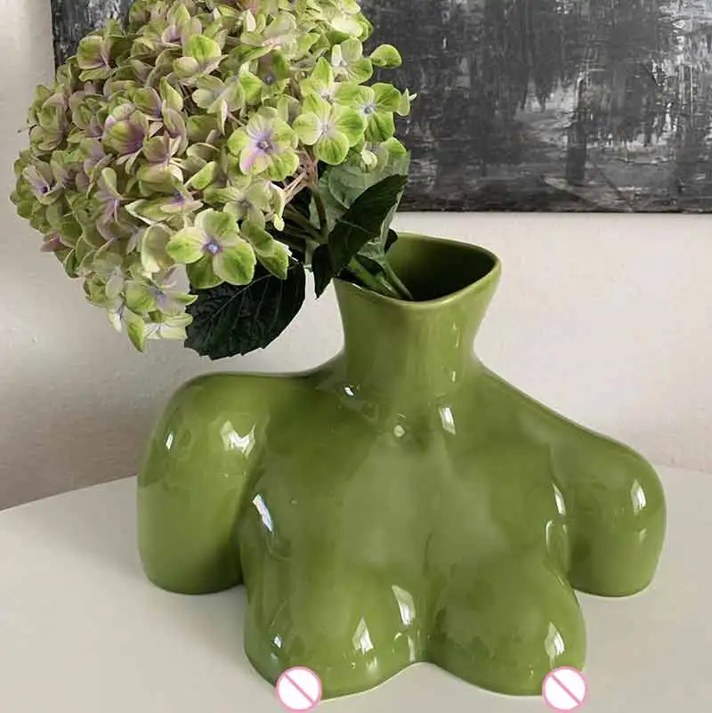 Mordern Body Shape Creative White Flower Vase Simple Dry Insert Artist Residence Decorative Ornaments Modern Home Decor | Дом и сад