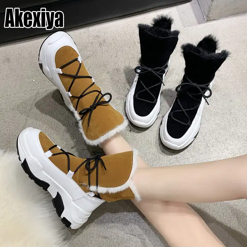 21冬の女性ファッション暖かいプラットフォームブーツ女性ぬいぐるみ靴水増し厚い唯一バスケット女性スニーカー アンクルブーツ Aliexpress