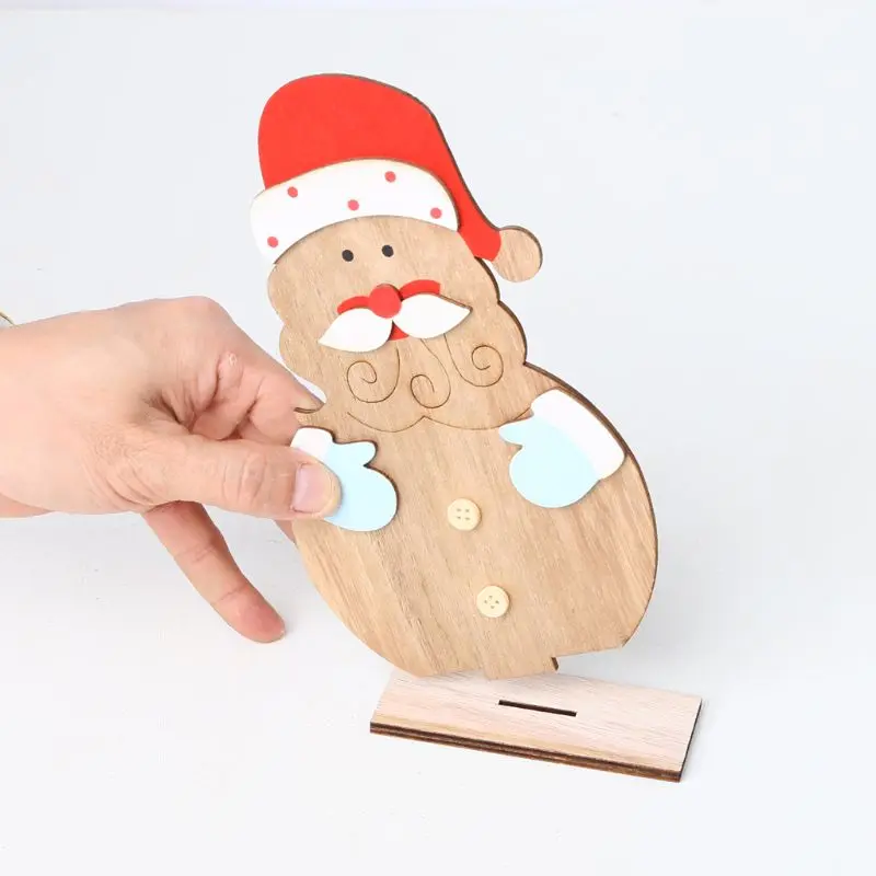 

Christmas Wooden Santa Claus Ornament Home New Year Holiday Festival Party Xmas Table Desktop Decor Craft X4YD