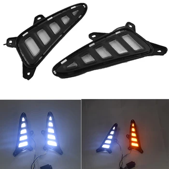 

2Pcs 2 Colors Auto DRL 12V LED Daytime Running Light Turn Signal Day Light Fog Lamp for Toyota CHR 2016 2017 2018 2019