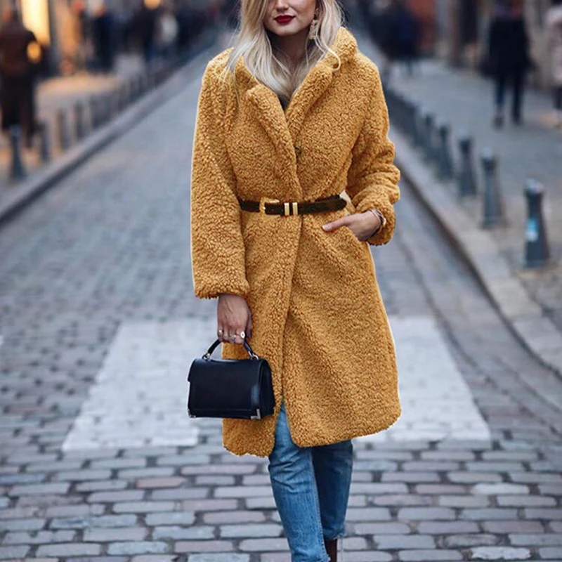 

Women's Fashion Casual Coat Tops Pockets Double Breasted Shawl Collar Solid Color Long Sleeve Winter Office Wear Coat
