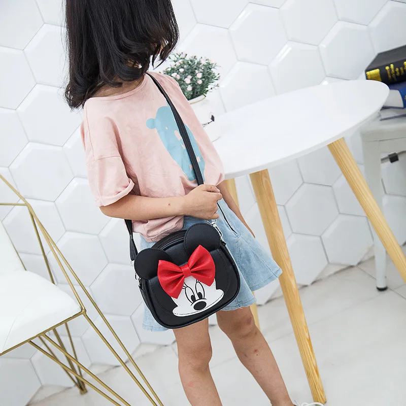 

Disney Children's Bag Baby Mini Princess Fashion Girls Handbags Cute cartoon Minnie PU Shoulder Kids Coin Purse