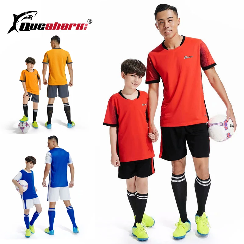 

Queshark Parent-child Football Kits Soccer Sets Jersey Uniforms Futbol Training Suits Breathable Short Sleeved Football Jerseys
