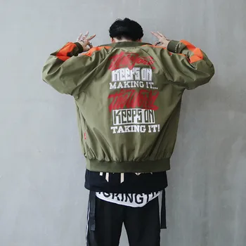 

YASUGUOJI New Men's Fashion Korean Style Bomber Jackets Hip Hop Mens Jacket Baseball Streetwear Letter Loose Jacket For Men