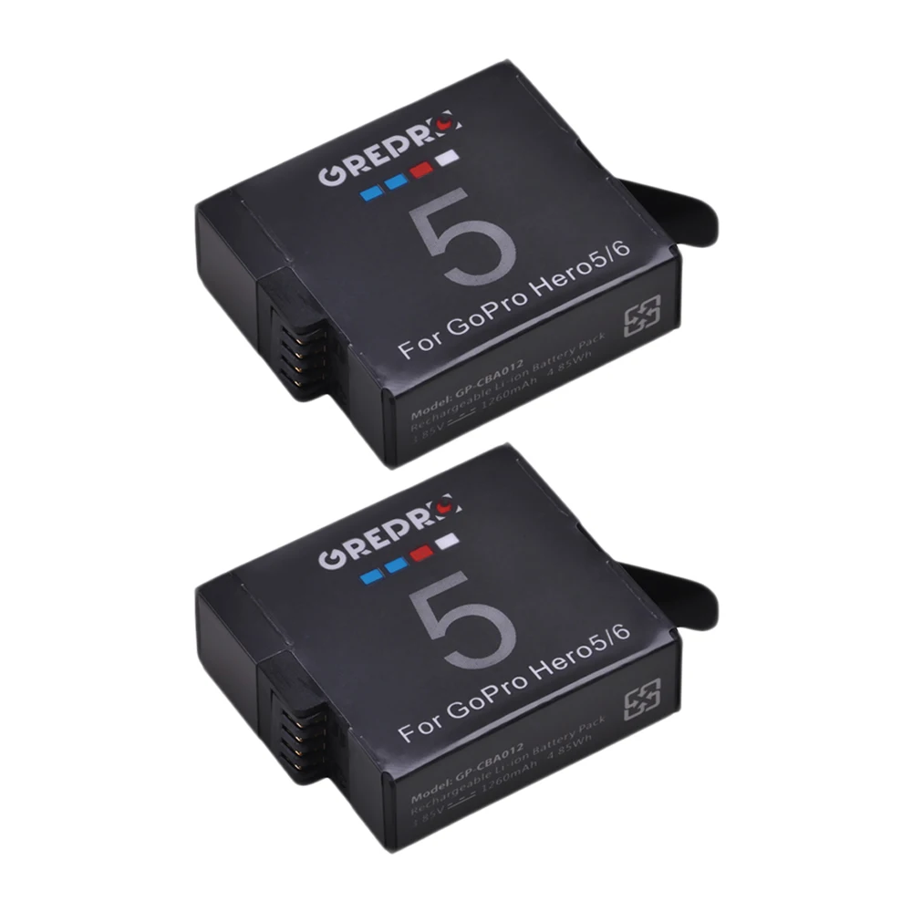 2 battery Полный декодированный аккумулятор 3,85 v 1260mAh Go Pro Hero 5 AHDBT-501 AHDBT501 для GoPro 5 Hero5 Hero6 Hero7 AHDBT 501 аксессуары для камеры - Цвет: 2 battery