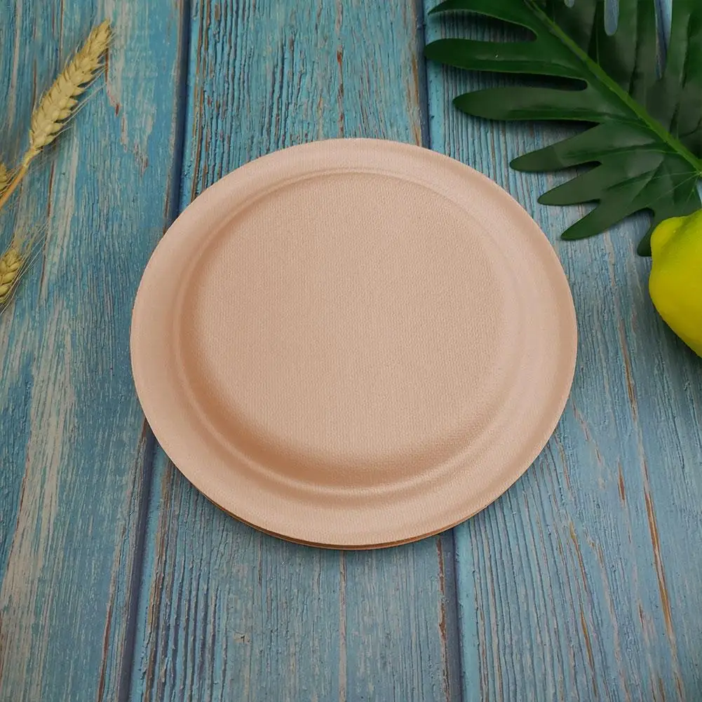 50 шт. 6/7/9in 100% Compostable бумажные тарелки сверхпрочные качественные натуральные