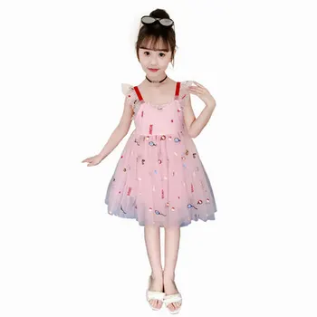 

girls Teenage Birthday Party Dress Elegant Embroidery Design Princess Lace Dress Sleeveless Polyester Dress Christmas Gift ZL20