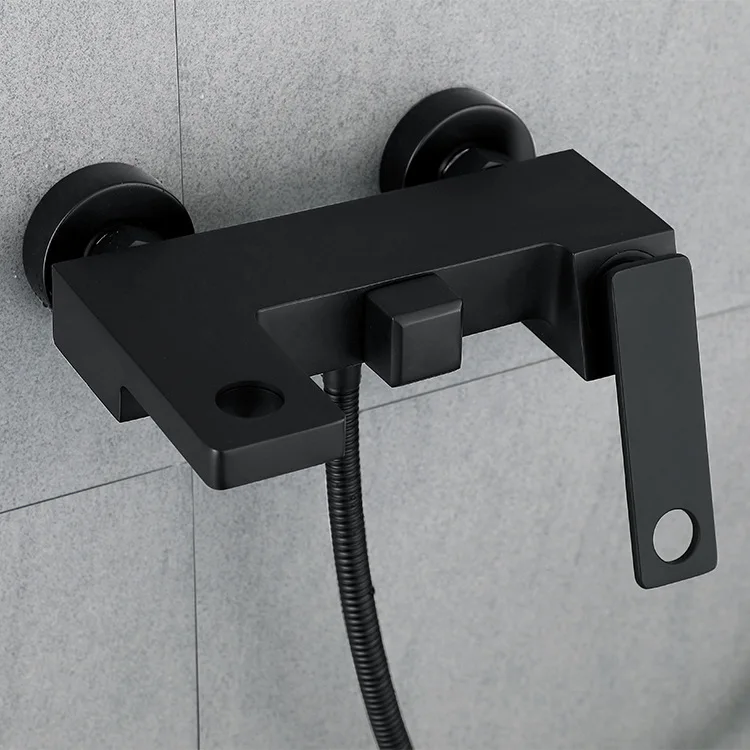 

Production of copper matte black square circle two-function bathtub faucet
