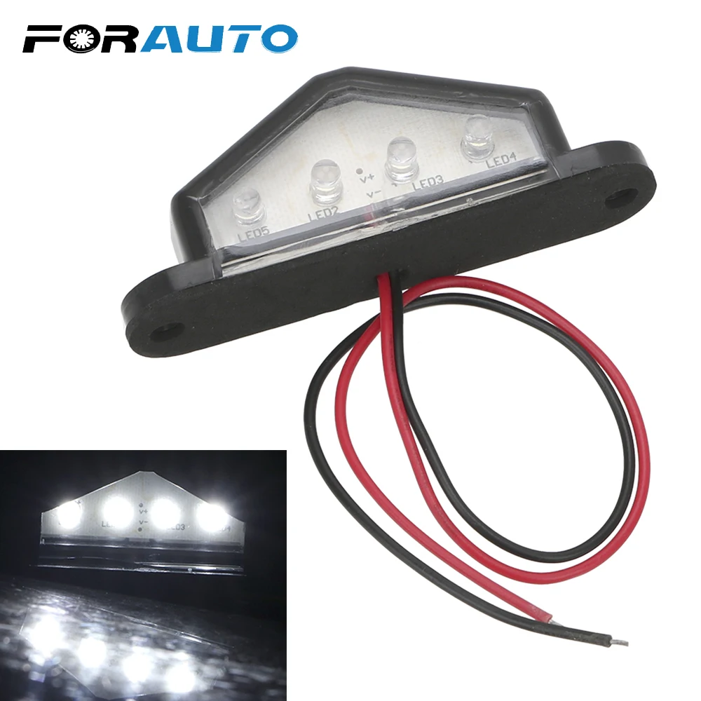 FORAUTO 4LED супер яркий задний фонарь для грузовика белый номерной знак светильник для лодки прицепа грузовика 10-30 в