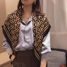 

2021 Square Imitation Silk Scarf Women's Plain Striped Shawl and Shawl Fashion Bag Scarf Hair Band Turban Turban 90*90 cm