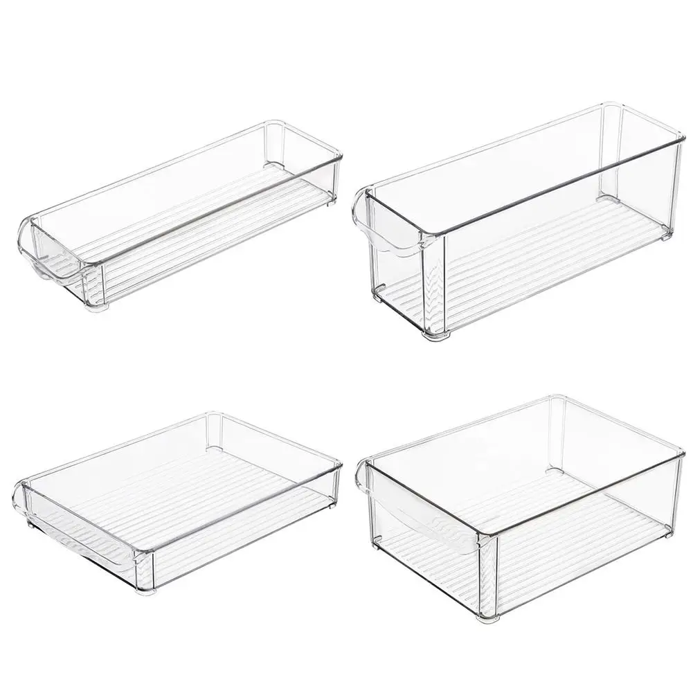 

1PC Kitchen Refrigerator Storage Box Slide Plastic Freezer Fridges Space Saver Holder Food Container Organizer Rack Shelf