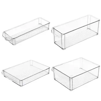 

1PC Kitchen Refrigerator Storage Box Slide Plastic Freezer Fridges Space Saver Holder Food Container Organizer Rack Shelf