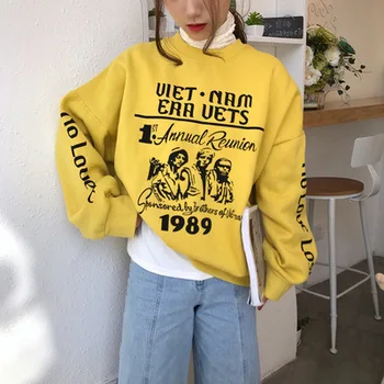 

INS Super Fire Early Autumn Polo Hoodie Campus Smell GIRL'S Hip Hop Lazy Chic High-waisted on Clothes-