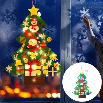 

1 Set Felt Christmas Tree Hangings Adornment Party Decor With LED String Light