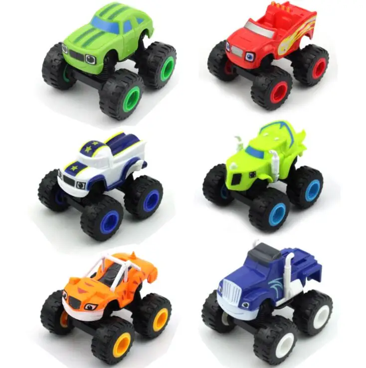 6Pcs Set Monsters Truck Toys Cartoon Machines Car Blaze Model Vehicles Racer Figure Games for Children Kids Birthday Gifts remote control boats