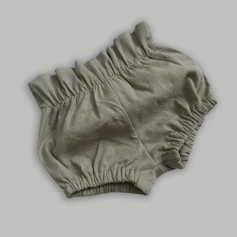Детские шаровары из смеси хлопка детский шорты летние однотонные штаны с рюшами шорты для маленьких девочек и мальчиков короткие брюки Бермуды Py4 - Цвет: Серый