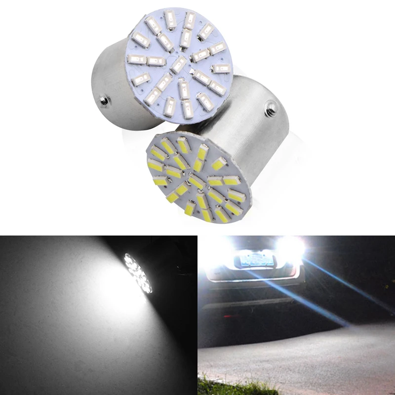 2 шт 12V 1156 1157 22SMD P21W BA15S BA15D светодиодный автомобиль передний стоп-сигналы поворота огней, габаритных фонарей Реверсивные лампы с can-bus