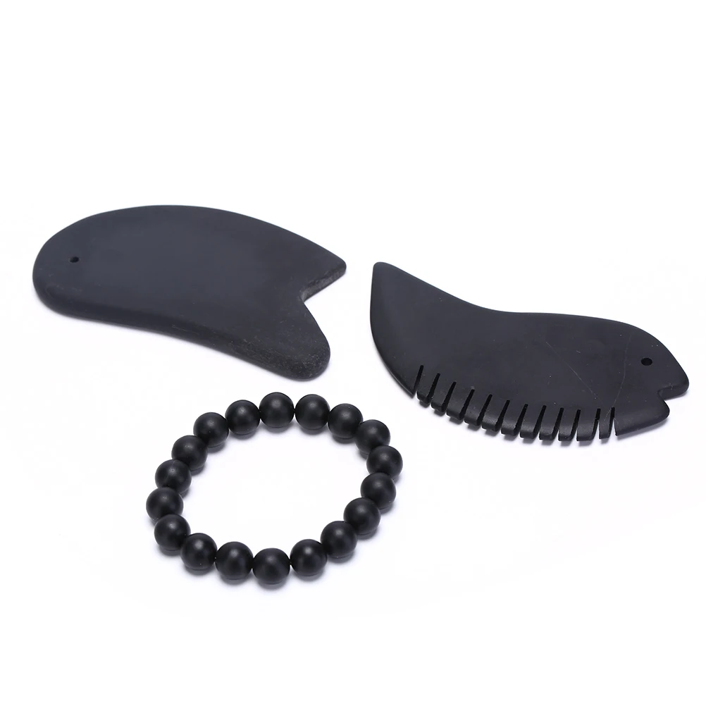 1set GuaSha Board Comb Bracelet Natural Bian Stone Guasha Carnelian Gua Sha Body And Face Massage Tool Acupuncture
