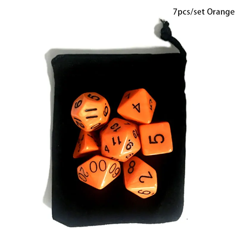 7 шт. набор игральных костей с бархатной сумкой для D4 D6 D8 D10 D12 D20 красочные