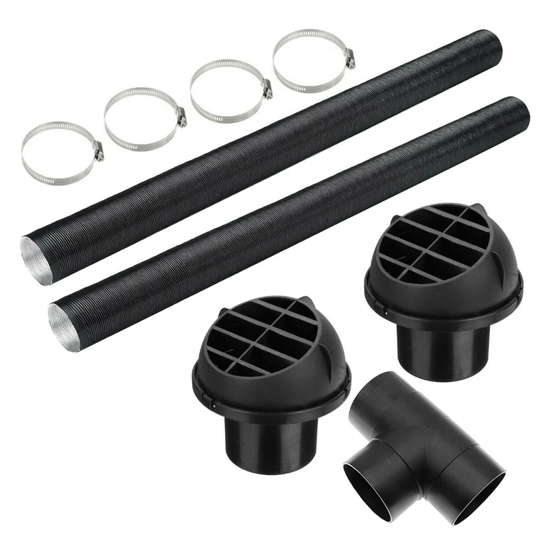Wobekuy 60mm Car Auto Heater Pipe Duct T Piece Warm Air Outlet Vent Hose Clips Set for Parking Heater Webasto Eberspacher 