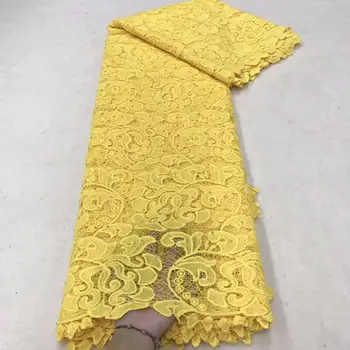 

yellow African Cord Lace Fabric High Quality Eyelet Holes Guipure Cord Lace Water Soluble Cotton Lace For Wedding Dress