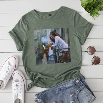 

2019 new casual ladies fashion pop print T-shirt beautiful and comfortable