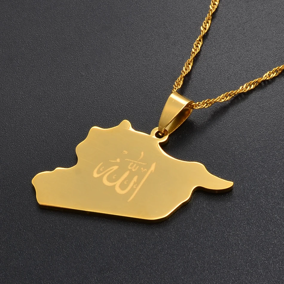 Anniyo карта страны, Турция кулон Witk Allah имя золотого цвета, ожерелье карты, ювелирные изделия, подарки#020121